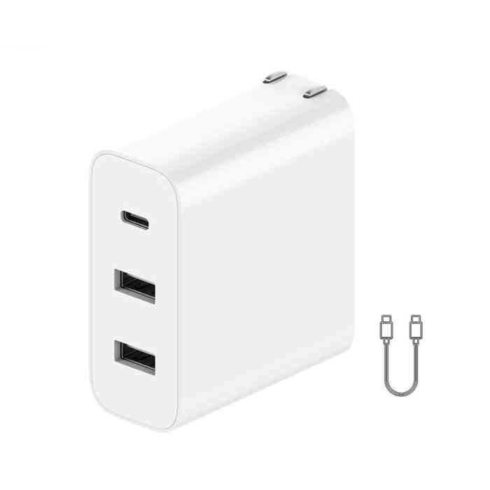 Xiaomi 2A1C 65W Charger 3 Output Ports USB-CUSB-A Fast Charging Adapter with Cable